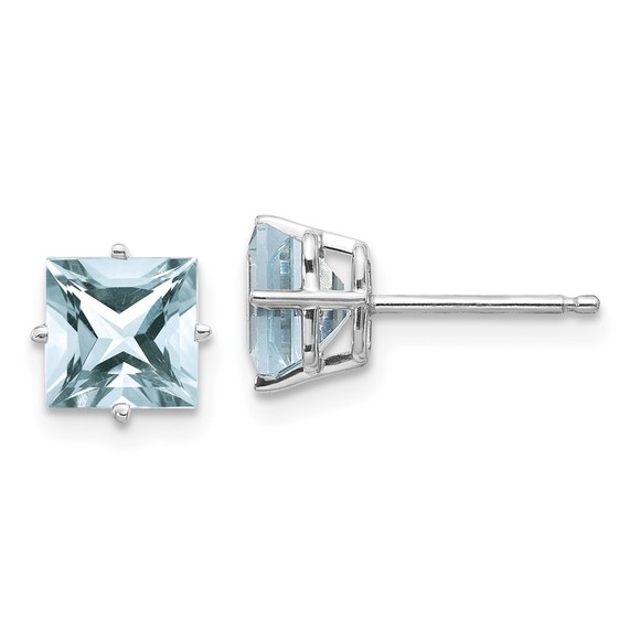 14k White Gold Aquamarine Earrings - Picture 1 of 4